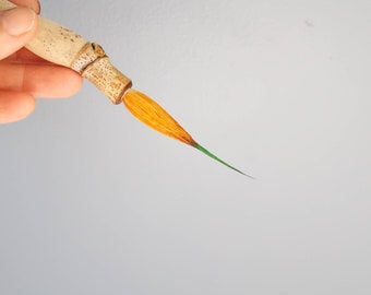 A intricate brush, Handmade brush, Goat-hair and Buck tail brush, Driftwood  handle, Watercolor, Pottery, Sumie Painting, Acrylic...