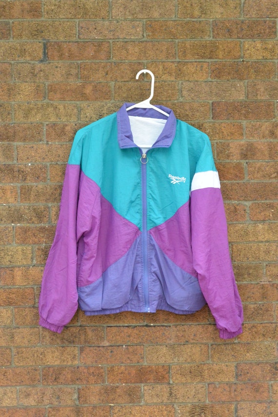 Vintage Windbreaker Jacket Teal Magenta Purple Etsy