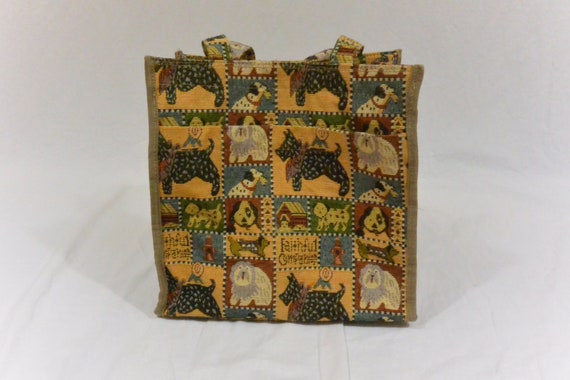 Vintage Dog Tapestry Purse, Shoulder Bag, Dog Tote