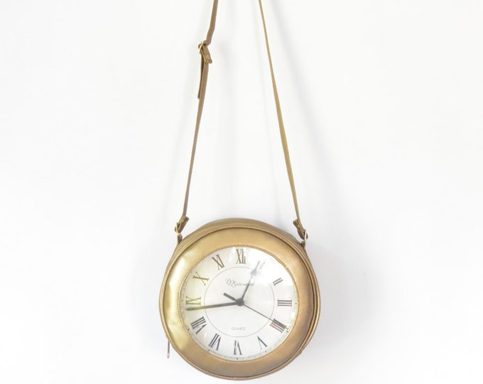 Vintage Clock Purse, Novelty Purse, Quirky, Brass, Unique, Whimsical