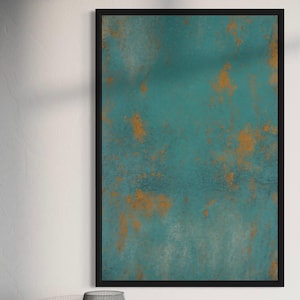 Moody Abstract Art Print Canvas, Teal and Rust Textured Painting, Industrial Wall Decor, Large Abstract Expressionist Artwork