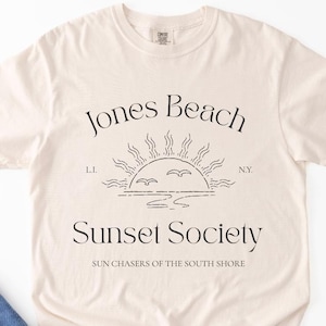 Koszulka Jones Beach Sunset Society, Koszulka Long Island, Koszulka Comfort Colors, Koszulka Jones Beach NY, Koszulka Long Island Beach, Lato w Nowym Jorku