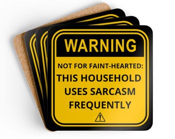 Sarkastisches Korkholz Untersetzer-Set, lustiges Wohndekor, Knebel-Geschenk für Housewarming, Kaffee-Liebhaber, humorvolles Küchenzubehör, schrulliges Trinkgeschirr