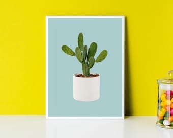 Cactus Wall Art Modern Digital Download Contemporary Art Printable File Download Pastel Color Home Decor Interior Design Plant Lover's Gift