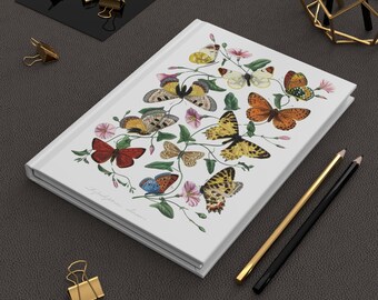 Vintage Butterflies Hardcover Journal Matte Notebook for Women Sketchbook for Girls Retro Dark Academia Insect Diary Nature Lover Mom Gift