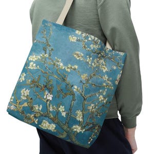 Sac fourre-tout Vincent Van Gogh en fleurs d&#39;amandiers, célèbre peinture pour amateur d&#39;art, cadeau pour elle, sac à main chic vintage artistique à imprimé floral pour artiste