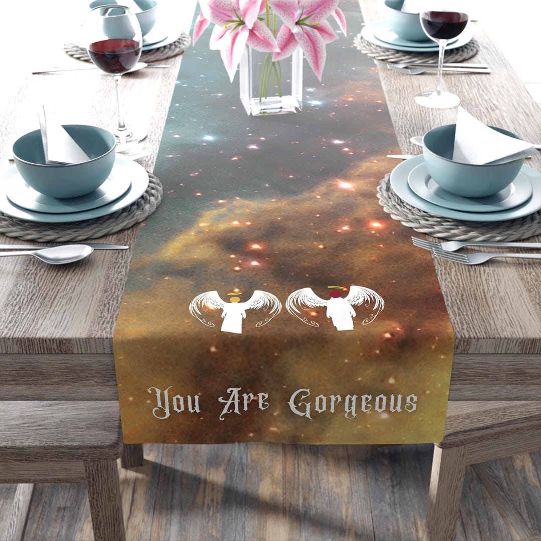 Good Omens Inspired Table Runner Romantic Gift Celestial Housewarming ...