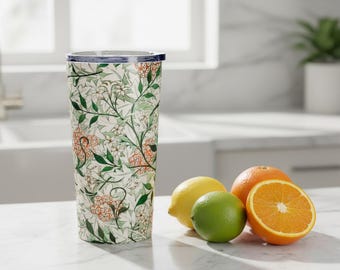 ウィリアム・モリス ジャスミン柄タンブラー 20オンス | ヴィンテージフローラルトラベルマグ
