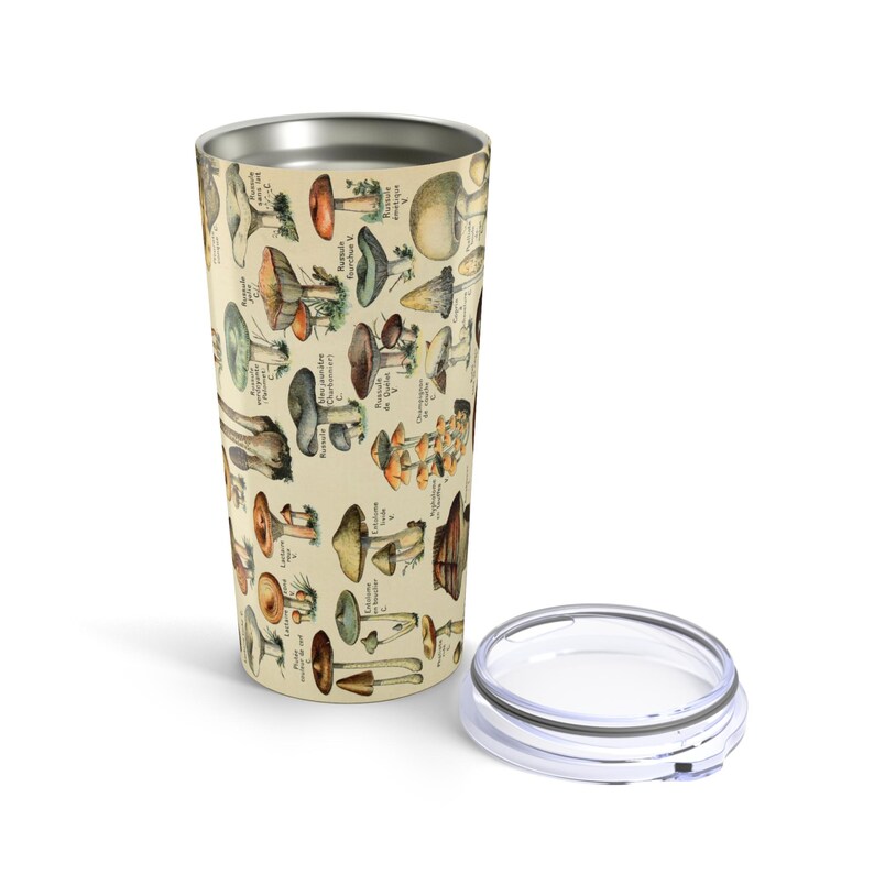 Vintage Mushrooms Travel Mug Nature Lover Gift for Her Retro Cottagecore Tea Tumbler Botanical Hiker Drinkware Camping Cup Fungi Coffee Mug image 6