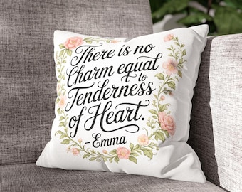 Jane Austen Quote Emma Pillowcase, Literary Throw Pillow Cover for Book Lovers
