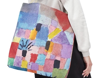 Paul Klee Color Series-draagtas Beroemd kunstwerk Kunstliefhebber Cadeau voor haar Abstracte moderne vormen uit het midden van de eeuw Kleurrijke schoudertas Boodschappentas