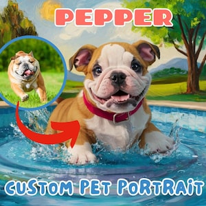 Custom Cartoon Pet Portrait Dog Cat Figital Art Personalized Pet Lover Gift Digital Download Personalized Watercolor Movie Poster Pet Photo