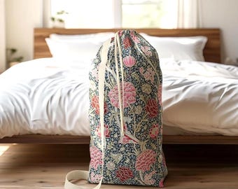 Vintage William Morris Artwork Laundry Bag, Retro Floral Organizer Famous Pattern Hamper, Christmas Storage Sack, Dorm Decor, Art Lover Gift