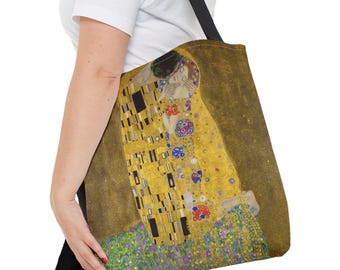 Gustav Klimt Kiss Tote Bag Famous Artwork Art Lover Gift Shoulder Shopping Bag Reusable Gift for Her Artistic Gifts for Him Vintage Painting
