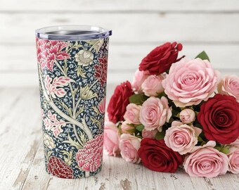 ウィリアム・モリス クレイタンブラー 20オンス、ボタニカルアート愛好家へのギフト、ヴィンテージフローラルコーヒーマグ、有名なパターンのトラベルマグ