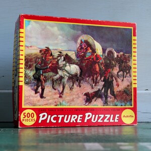 Built-Rite Picture Puzzle, &quot;Prairie Thunder&quot; Complete Vintage Jigsaw Puzzle
