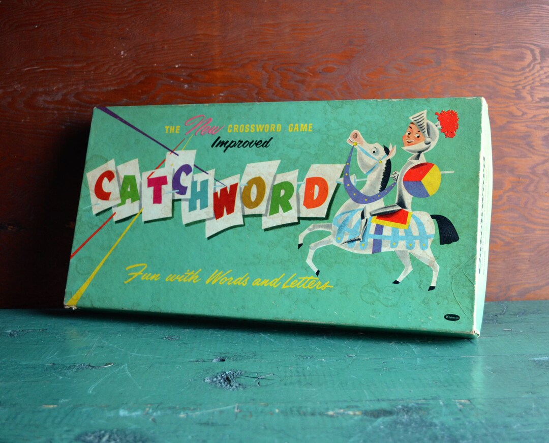 Catchword Board Game, 1954 Edition. Complete, Playable Crossword Game