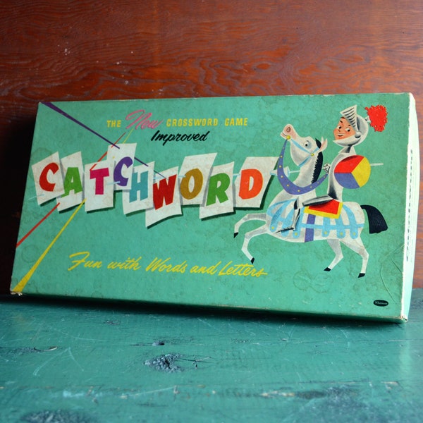 Catchword Board Game, 1954 Edition. Complete, playable Crossword game.