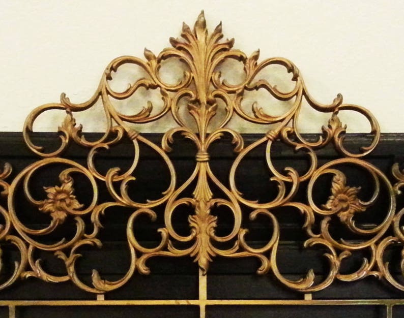 Ornate Gold Cast Iron King Headboard Rococo Hollywood Regency Etsy