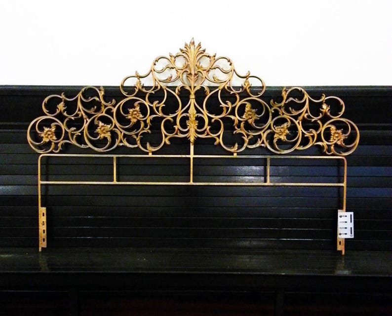 Ornate Gold Cast Iron King Headboard Rococo Hollywood Regency Etsy