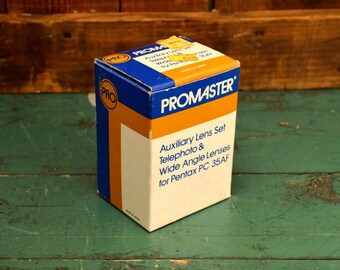 Promaster Auxiliary Lens Set: Telephoto & Wide Angle for Pentax PC 35AF (New Old Stock)