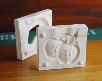 Apple Faces Plaster Casting Mold: 50s-70s Style Dish Form