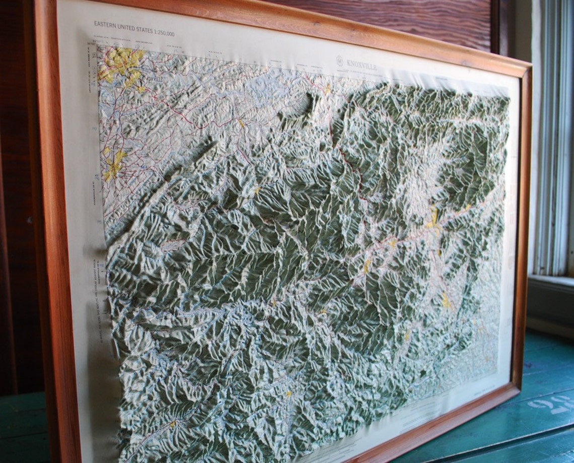 Topographic Raised Relief Map Great Smoky Mountains Etsy