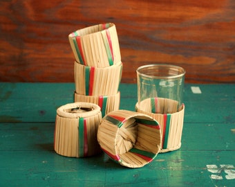 Ribbon and Straw Glass Holder Set, Made in Japan