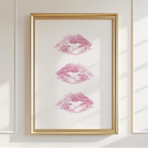 Light Pink Kiss Print, Aesthetic Lips Wall Art, Trendy Feminine Poster, Cute Modern Print for Girly Bedroom or Vanity Decor