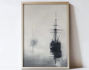 Pintura de barco vintage / Arte náutico imprimible (descarga digital)