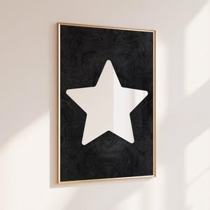 Retro Star Wall Art Printable, Hand Drawn Digital Download, Trendy Aesthetic Wall Art, Minimalist Retro Poster, Bar Cart Living Room Decor