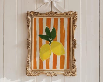 Lemon Art Print, Minimalist Kitchen Wall Decor (Digital Download)