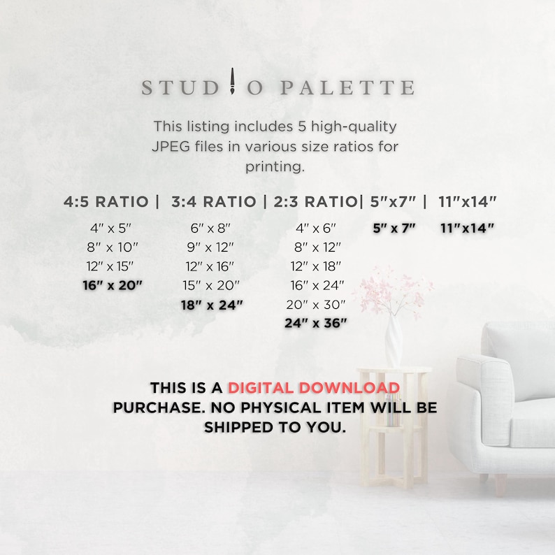 May include: A digital download product image with the text "STUDIO PALETTE". The image lists various size ratios for printing, including 16" x 20" and 18" x 24". The text "THIS IS A DIGITAL DOWNLOAD" is also present.