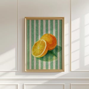 Orange Art Print, Orange Fruit Poster, Modern Farmhouse Kitchen Printable Wall Art, Trendy Food Art, Retro Kitchen Art, Fruit Wall Decor
