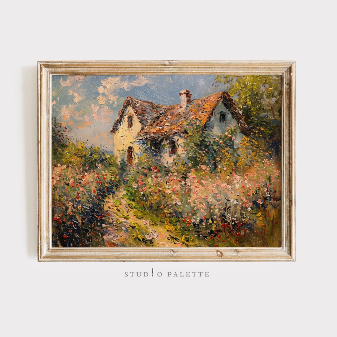 Cottage Garden Wall Art Printable, Spring Landscape Painting ...