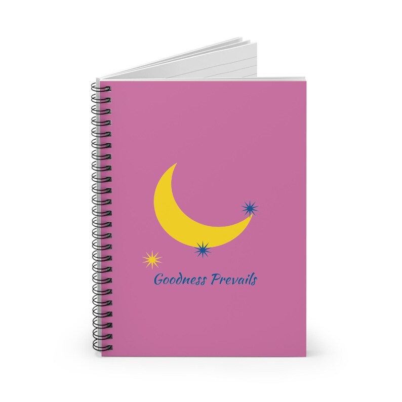 Dusty Pink Crescent Moon Spiral Notebook Celestial Aesthetic Journal ...