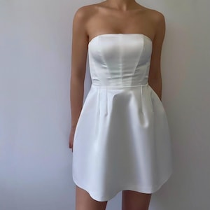 White Bridal Corset and Skirt Set - Satin Crepe Two Piece Dress -Handmade Wedding Outfit - Civil Ceremony Look
