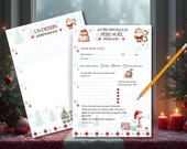 Lettre au Père Noël à imprimer, Liste de souhaits et page à colorier, Letter to Santa in FRENCH