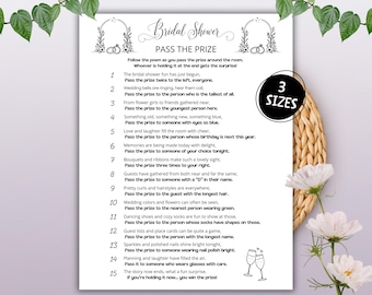 Pass the Prize Bridal Shower Game – Printable Pass the Gift Poem, Minimal Wedding Shower Activity, Bridal Icebreaker, Wedding Shower Game