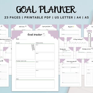 Goal Planner Printable, 23-Page Goal Setting Planner, Yearly, Monthly, Weekly & Daily, Project management, Personal development, Tracker PDF