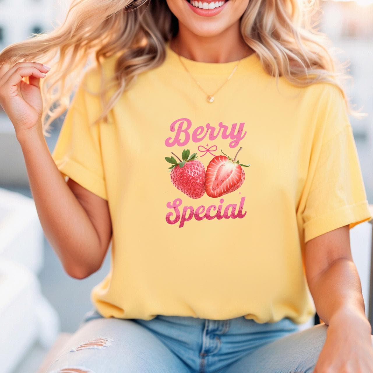 Berry Special Strawberry Ganni Style Garment-dyed T-shirt, Trend