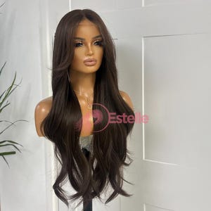 Schokolade Braun Synthetische Spitze Front Perücke | Layered, Gardinen Knall-SORRIE