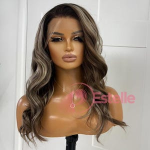 Balayage Lace Front Wig: Warm Brown Blonde Heat-Safe Synthetic Hair