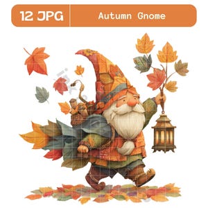 fall gnome clipart sublimation gnome clipart sticker autumn gnome clipart thanksgiving gnome cute watercolor gnome clipart watercolor autumn
