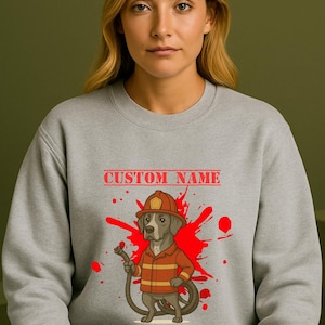 Sudadera con capucha personalizada para perro bombero, con nombre de mascota, regalo para amantes de los perros