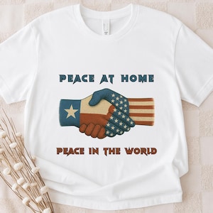 Camiseta de la Unidad de Texas de EE. UU.: Camiseta gráfica patriótica por la paz