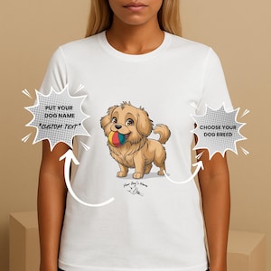 Golden Retriever Custom Name T-Shirt – Personalized Chibi Dog Tee Gift for Loyal Pet Parents,