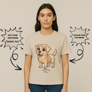 Labrador Custom Dog Name T-Shirt – Personalized Chibi Tee Gift for Pet Mom or Dad,
