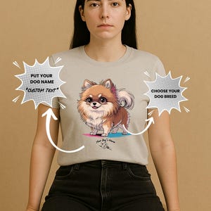 Pomeranian Custom Name T-Shirt – Fluffy Chibi Dog Tee Gift for Pet Lovers,