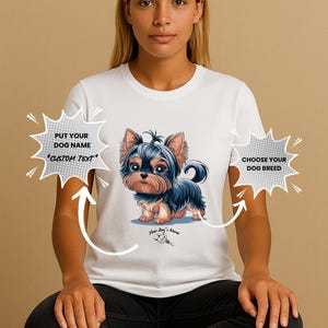 Terrier chibi hondenT-shirt met naam – aangepaste cartoon T-shirt cadeau voor pittige pup-fans,